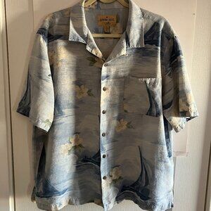 Havana Jacks Cafe Hawaiian Shirt Mens XL Silk Camp Style Tropical Preown.